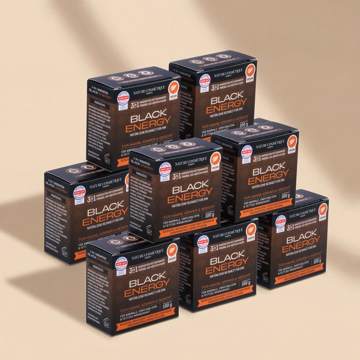 Nature Cosmétique 3 in 1 Waschstück Black Energy 10er Set