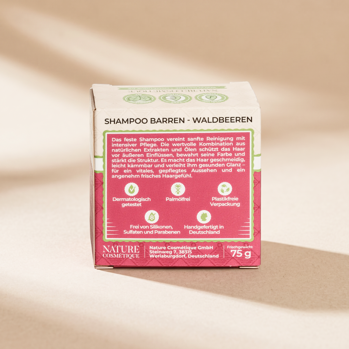 Nature Cosmétique Festes Shampoo Waldbeeren Rückseite