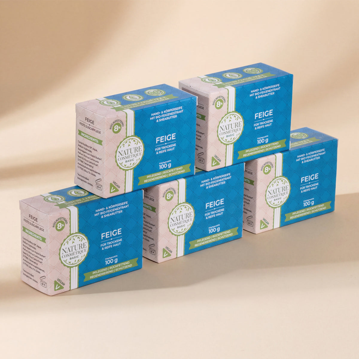 Nature Cosmétique Hand- und Körperseife Feige 5er Set