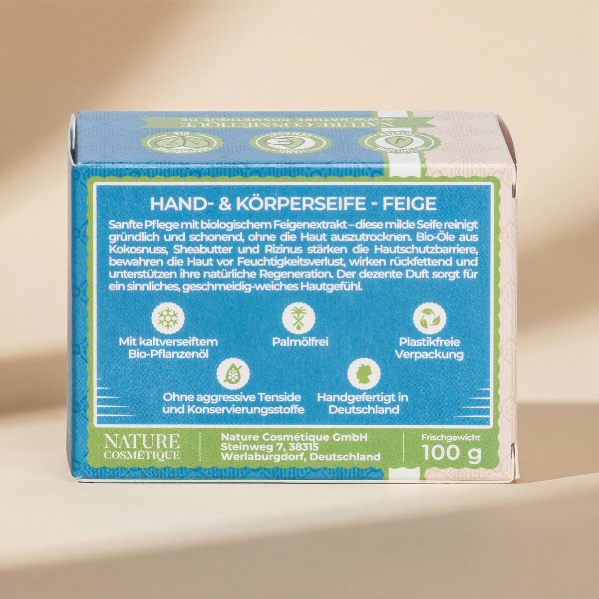 Nature Cosmétique Hand- und Körperseife Feige Rückseite