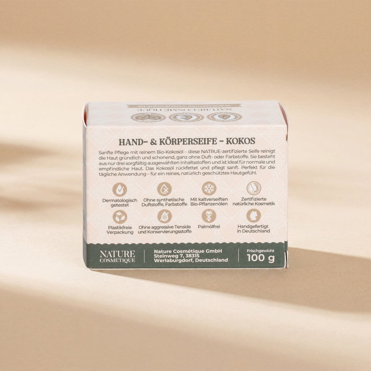 Nature Cosmétique Hand- und Körperseife Kokos Rückseite