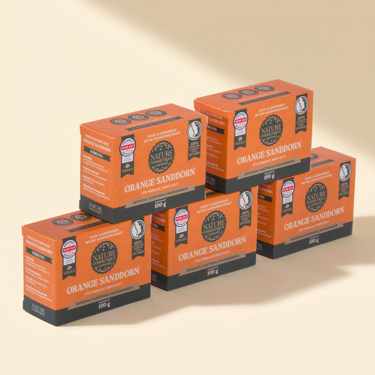 Nature Cosmétique Hand- und Körperseife Orange Sanddorn 5er Set