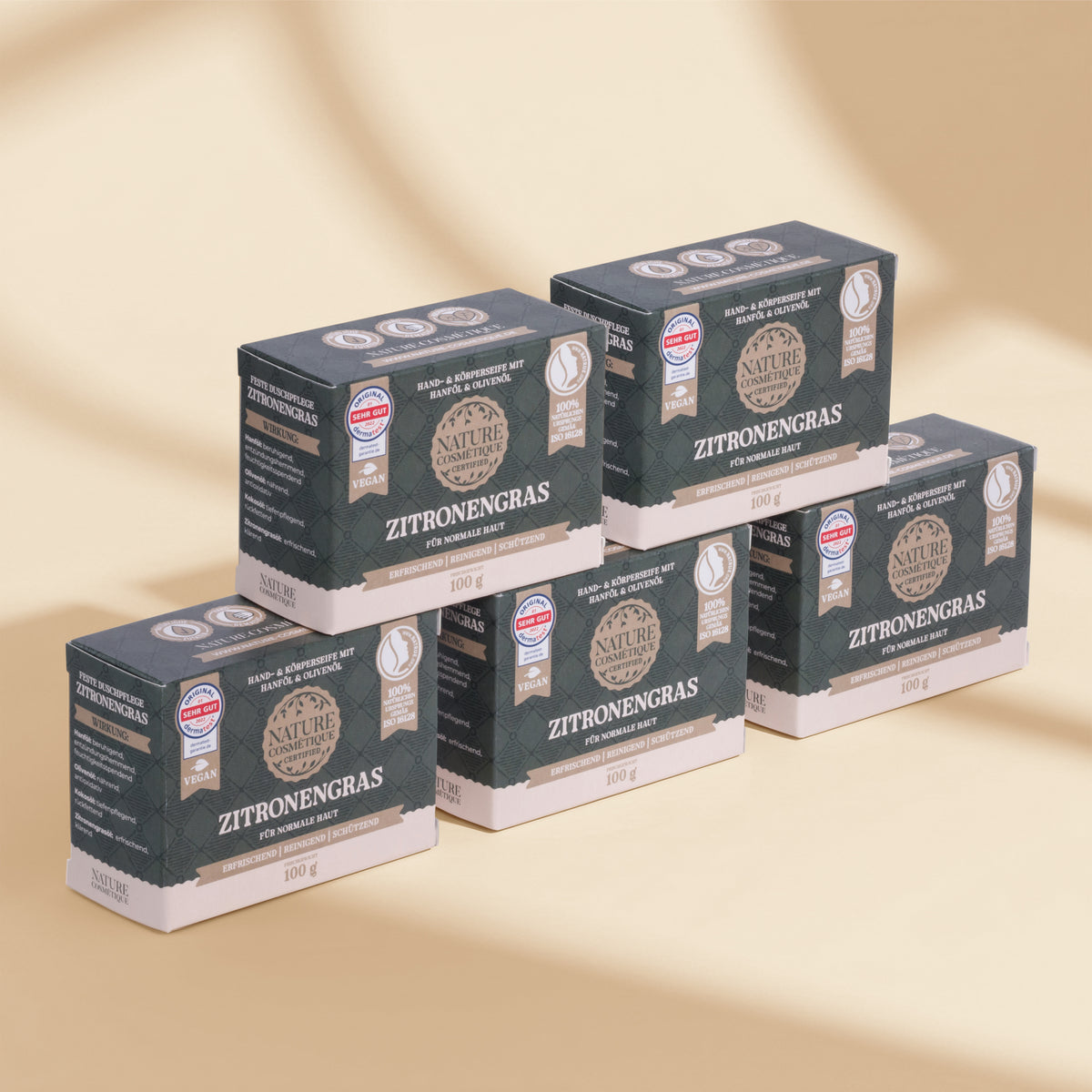 Nature Cosmétique Hand- und Körperseife Zitronengras 5er Set