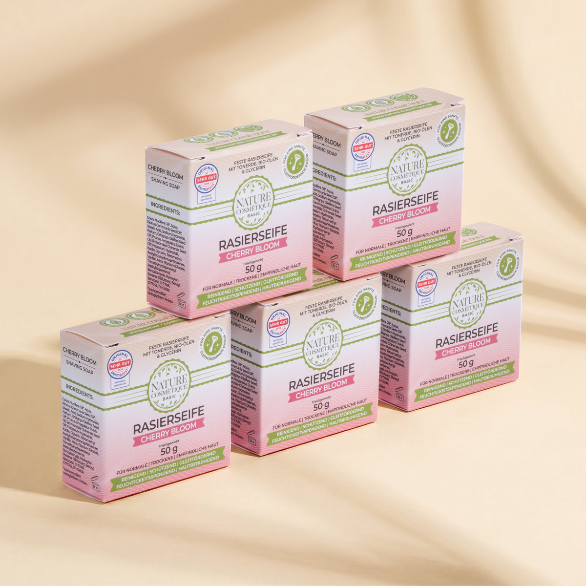 Nature Cosmétique Rasierseife Cherry Bloom 5er Set