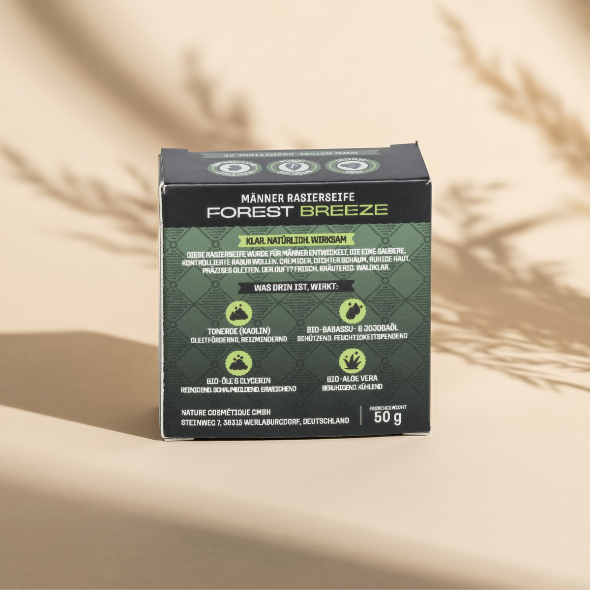 Nature Cosmétique Rasierseife Forest Breeze Rückseite