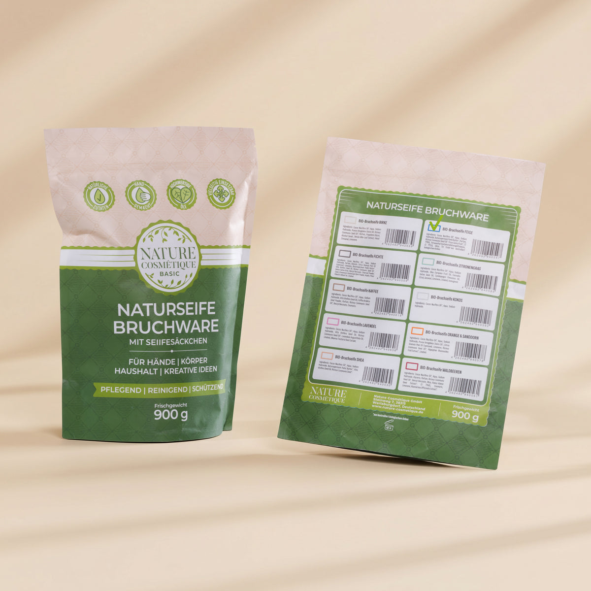 Nature Cosmétique BIO Bruchseife Feige Vorder- und Rückseite