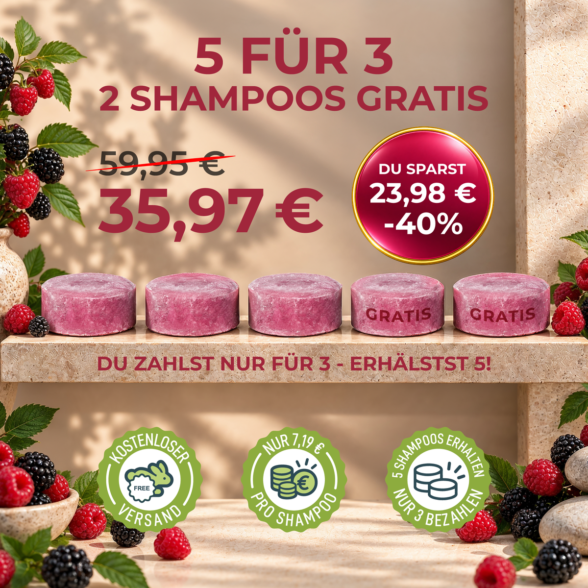 WALDBEEREN Shampoo – 5 für 3 Vorteilsset