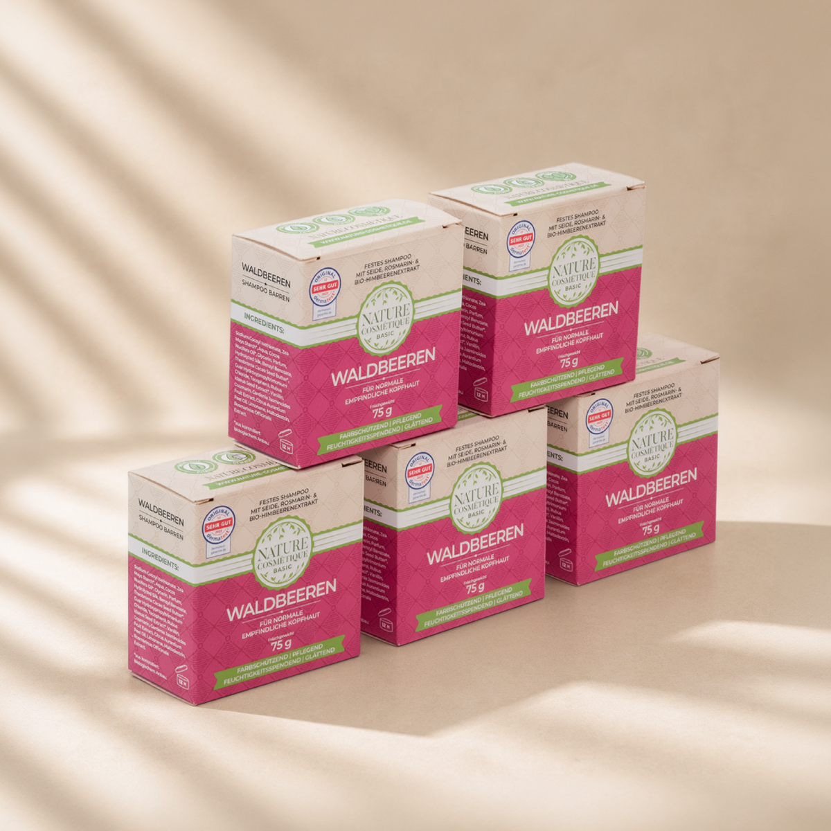 Nature Cosmétique Festes Shampoo Waldbeeren 5er Set