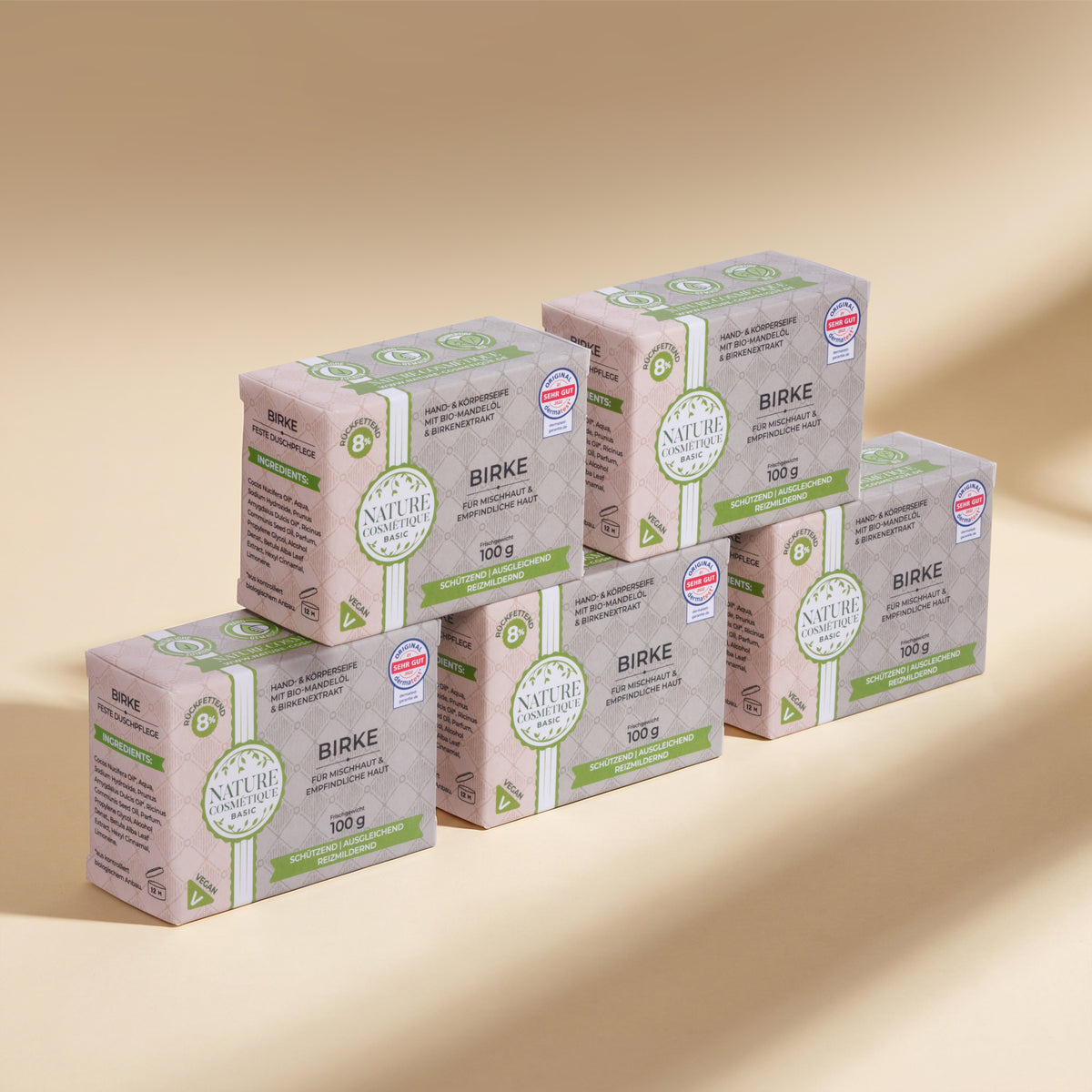 Nature Cosmétique Hand- und Körperseife Birke 5er Set