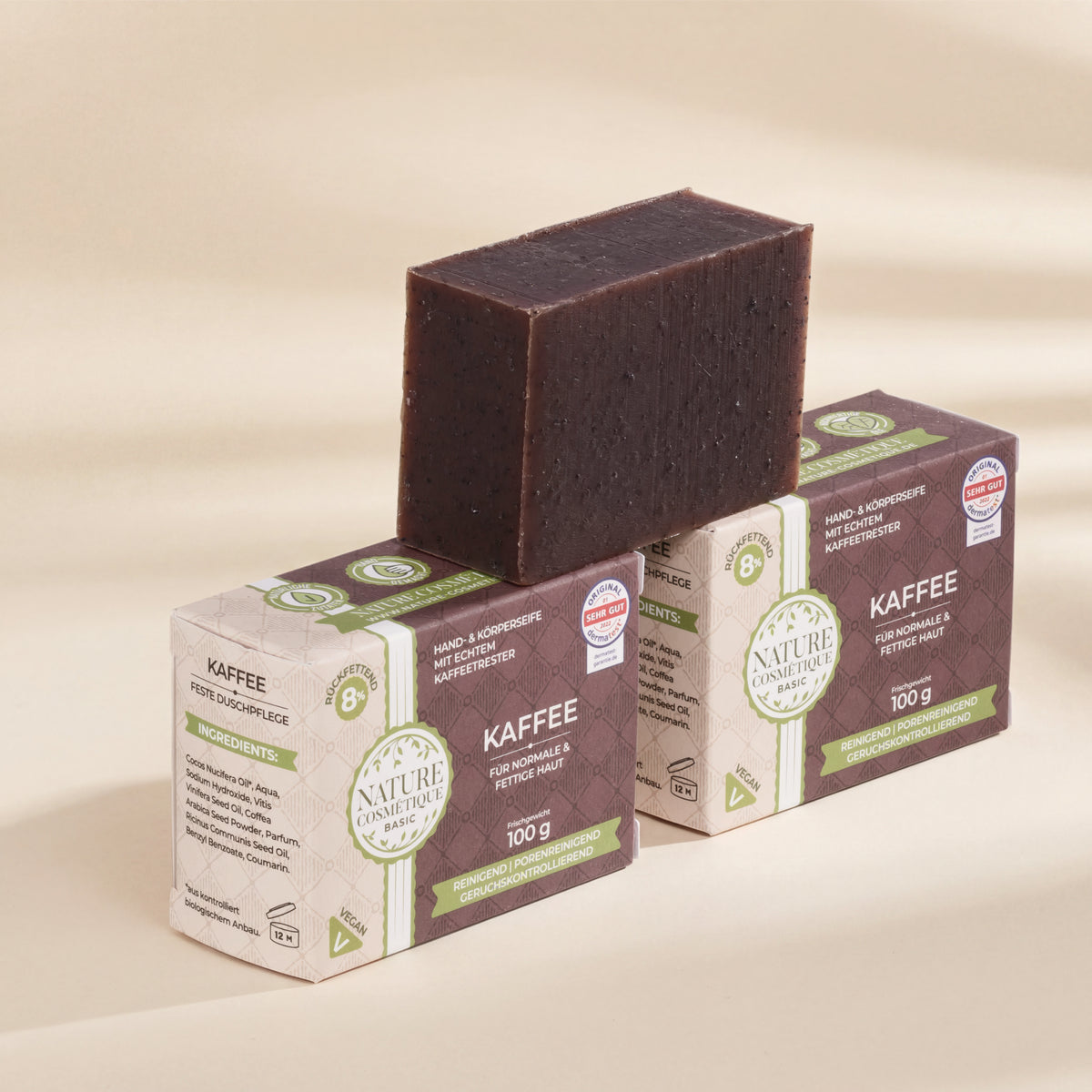 Nature Cosmétique Hand- und Körperseife Kaffee 3er Set