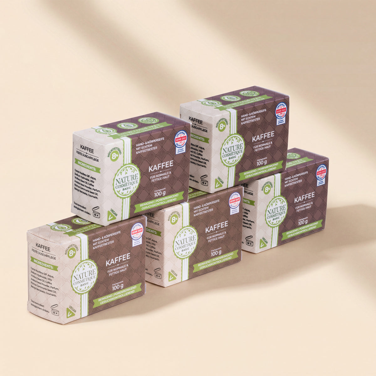 Nature Cosmétique Hand- und Körperseife Kaffee 5er Set