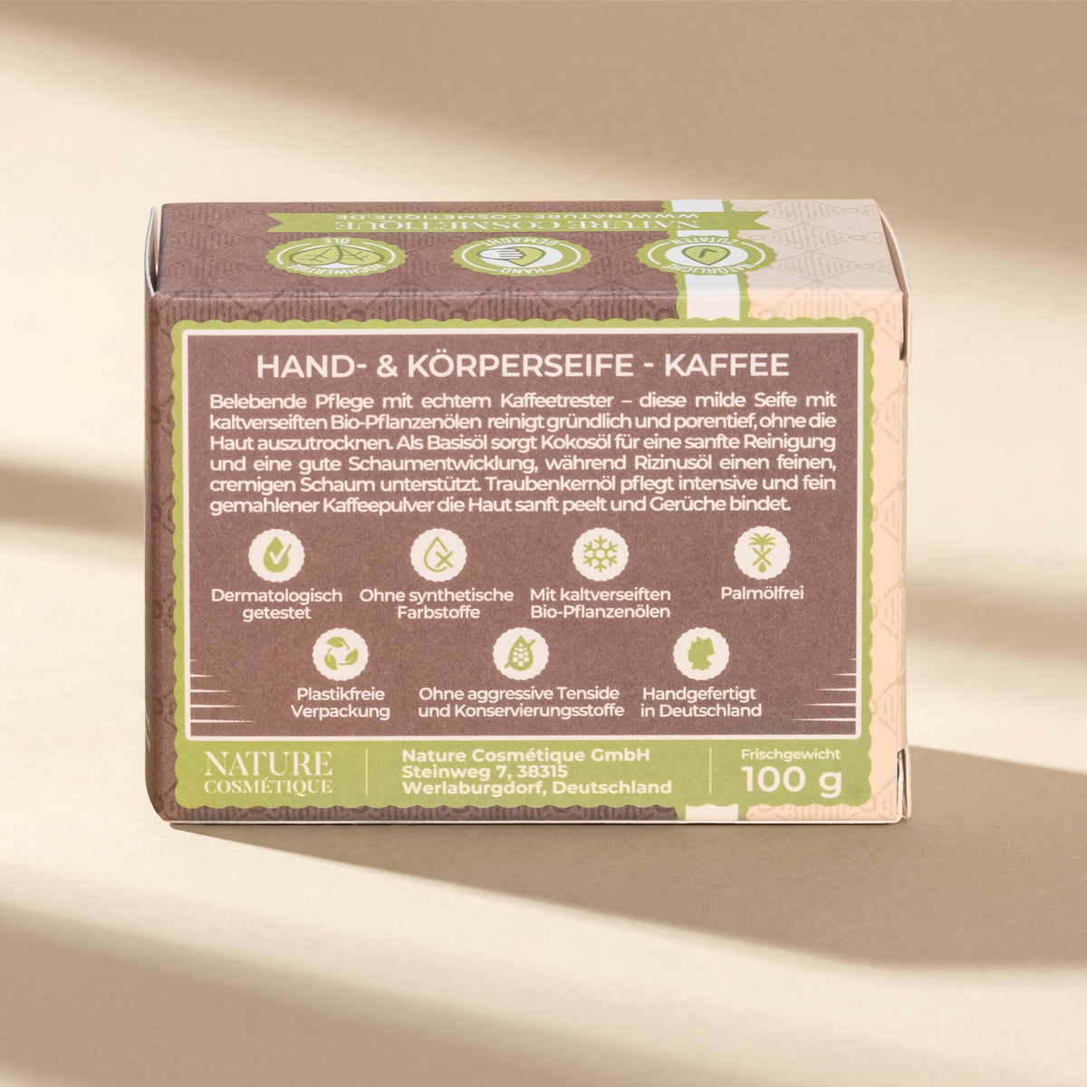 Nature Cosmétique Hand- und Körperseife Kaffee Rückseite