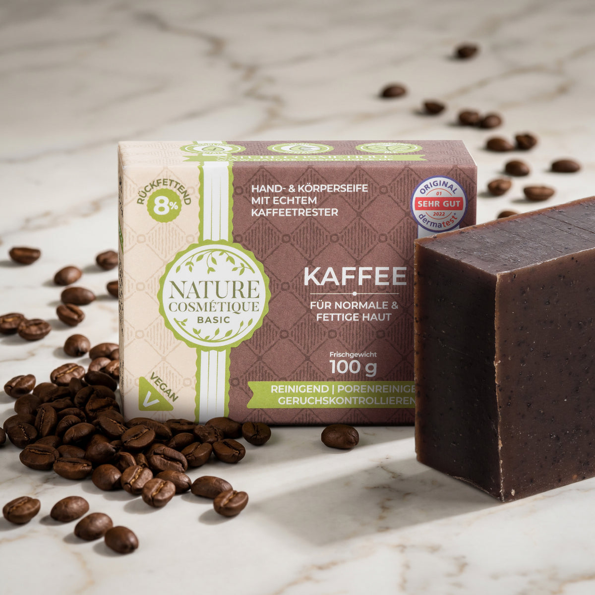 Nature Cosmétique Hand- und Körperseife Kaffee mit Kaffeebohnen