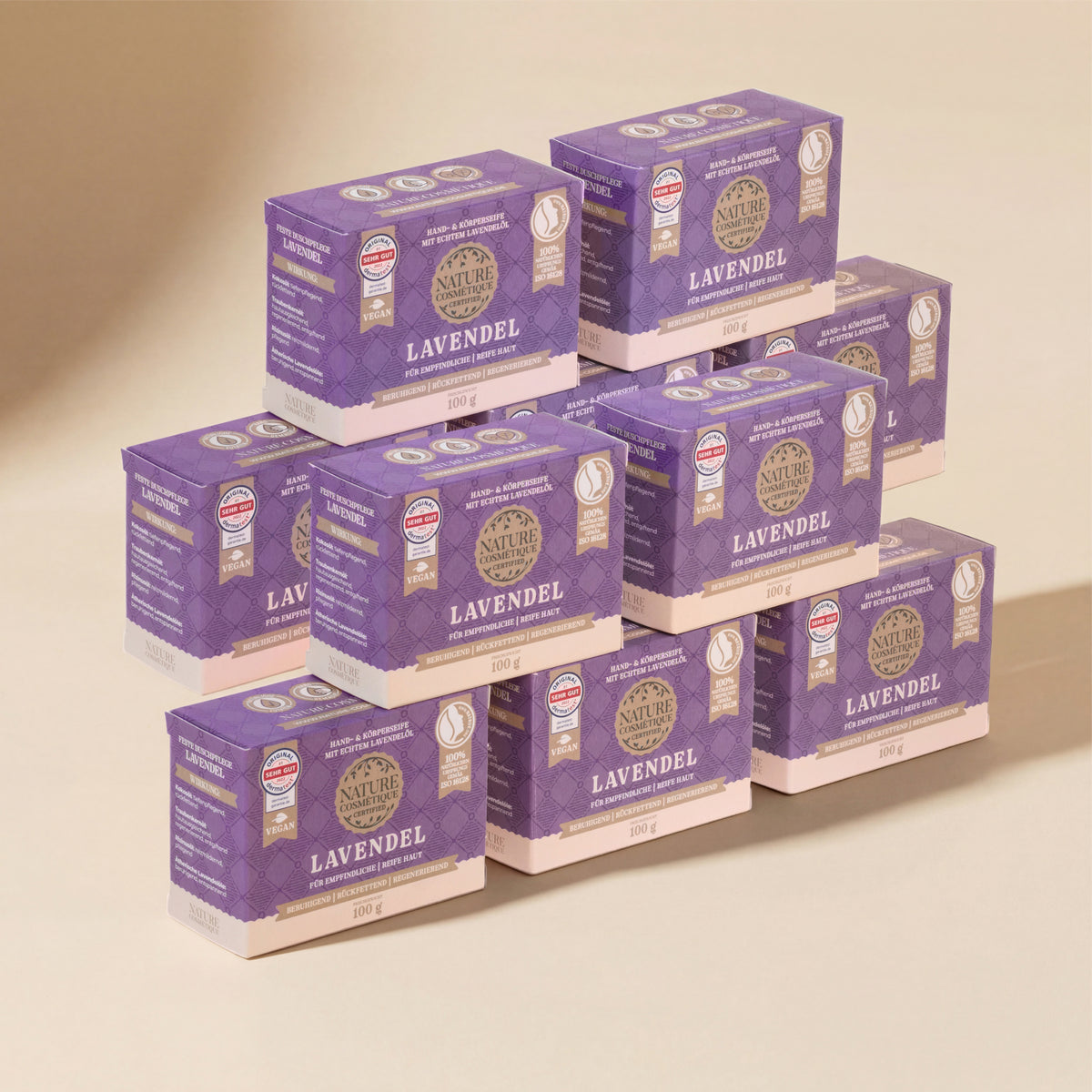 Nature Cosmétique Hand- und Körperseife Lavendel 10er Set