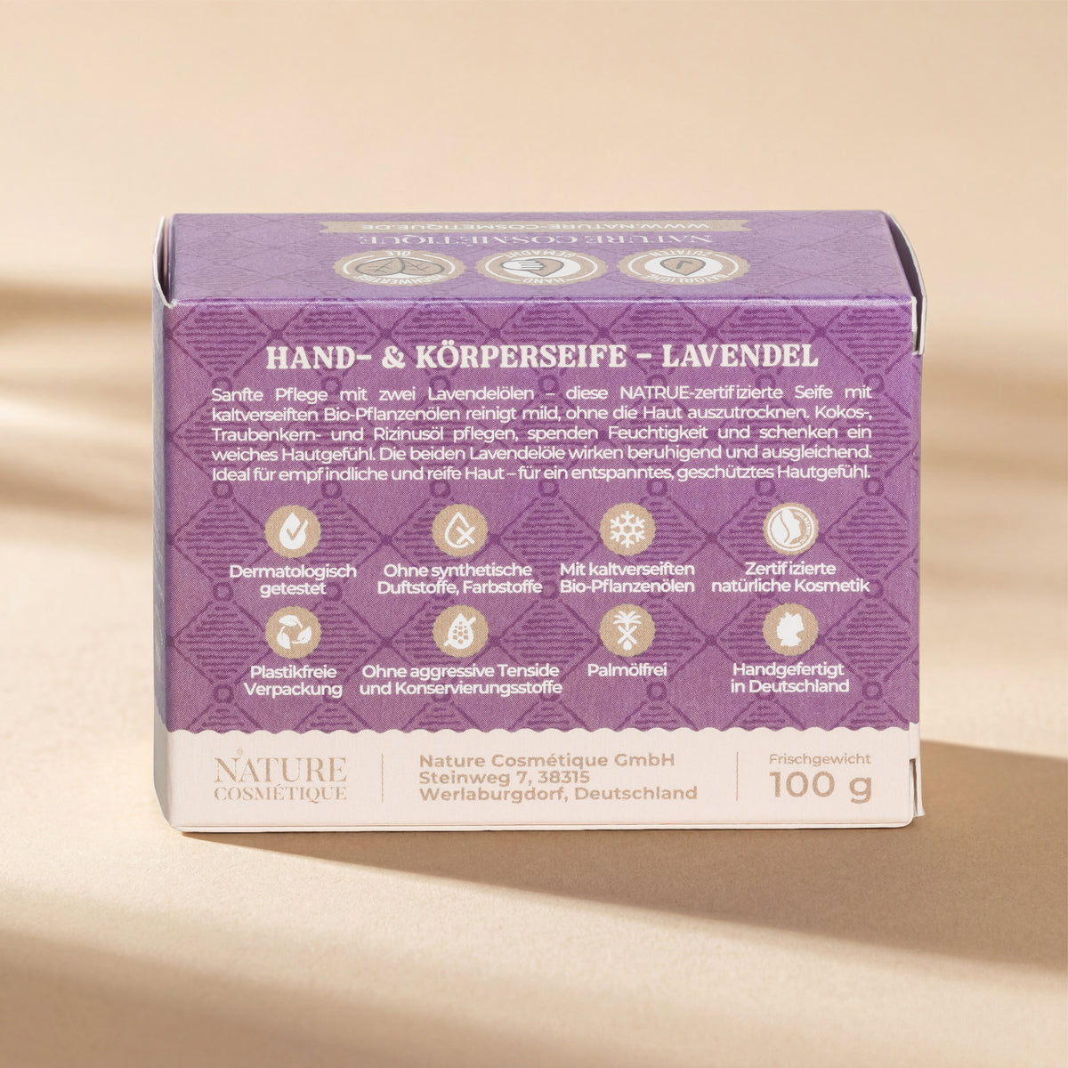 Nature Cosmétique Hand- und Körperseife Lavendel Rückseite