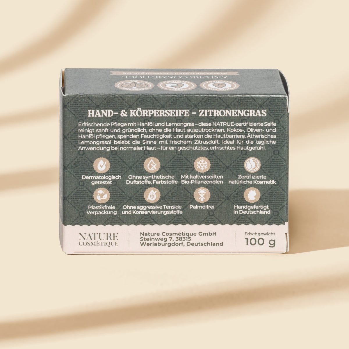 Nature Cosmétique Hand- und Körperseife Zitronengras Rückseite