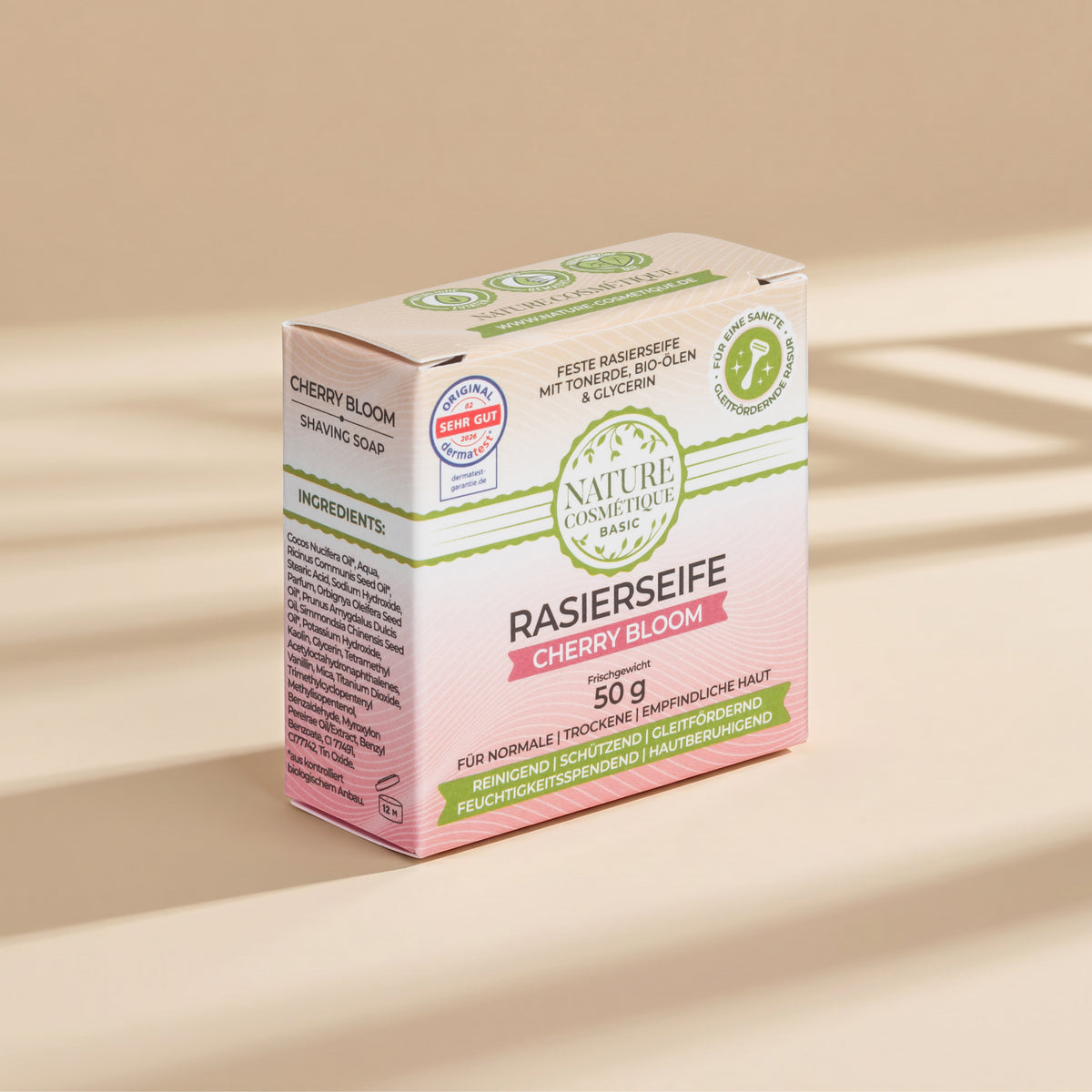 Nature Cosmétique Rasierseife Cherry Bloom Vorderseite