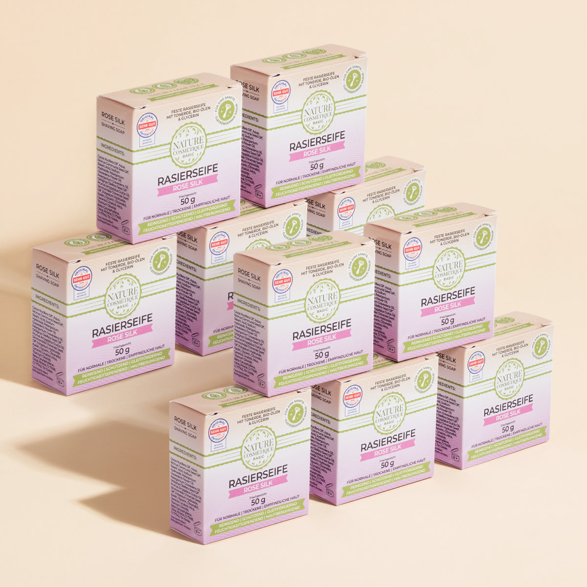Nature Cosmétique Rasierseife Rose Silk 10er Set