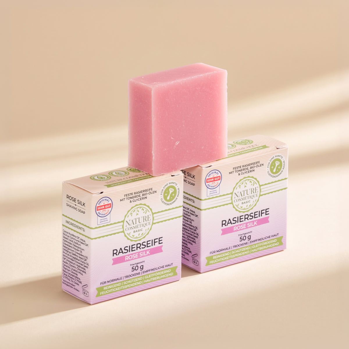 Nature Cosmétique Rasierseife Rose Silk 3er Set