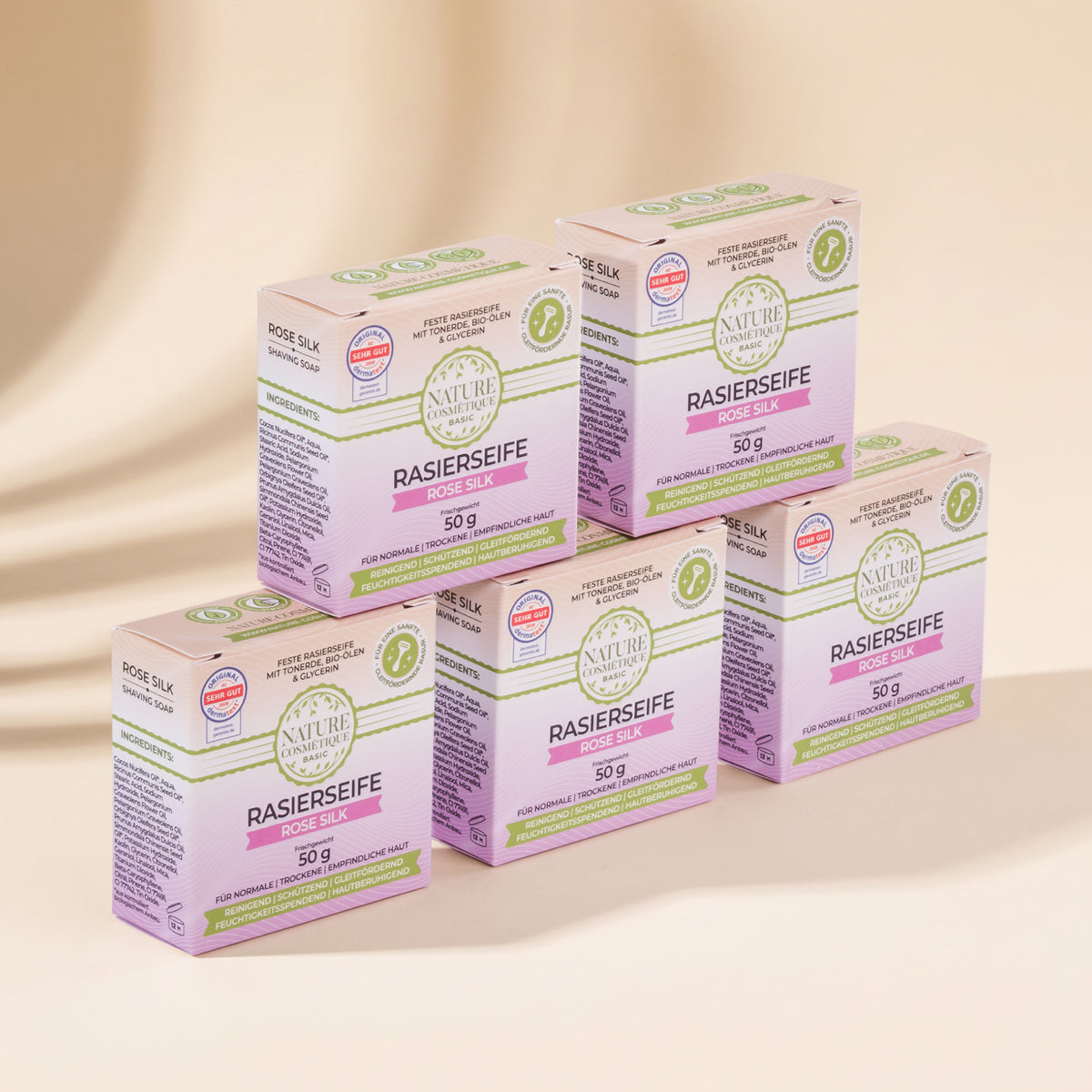Nature Cosmétique Rasierseife Rose Silk 5er Set