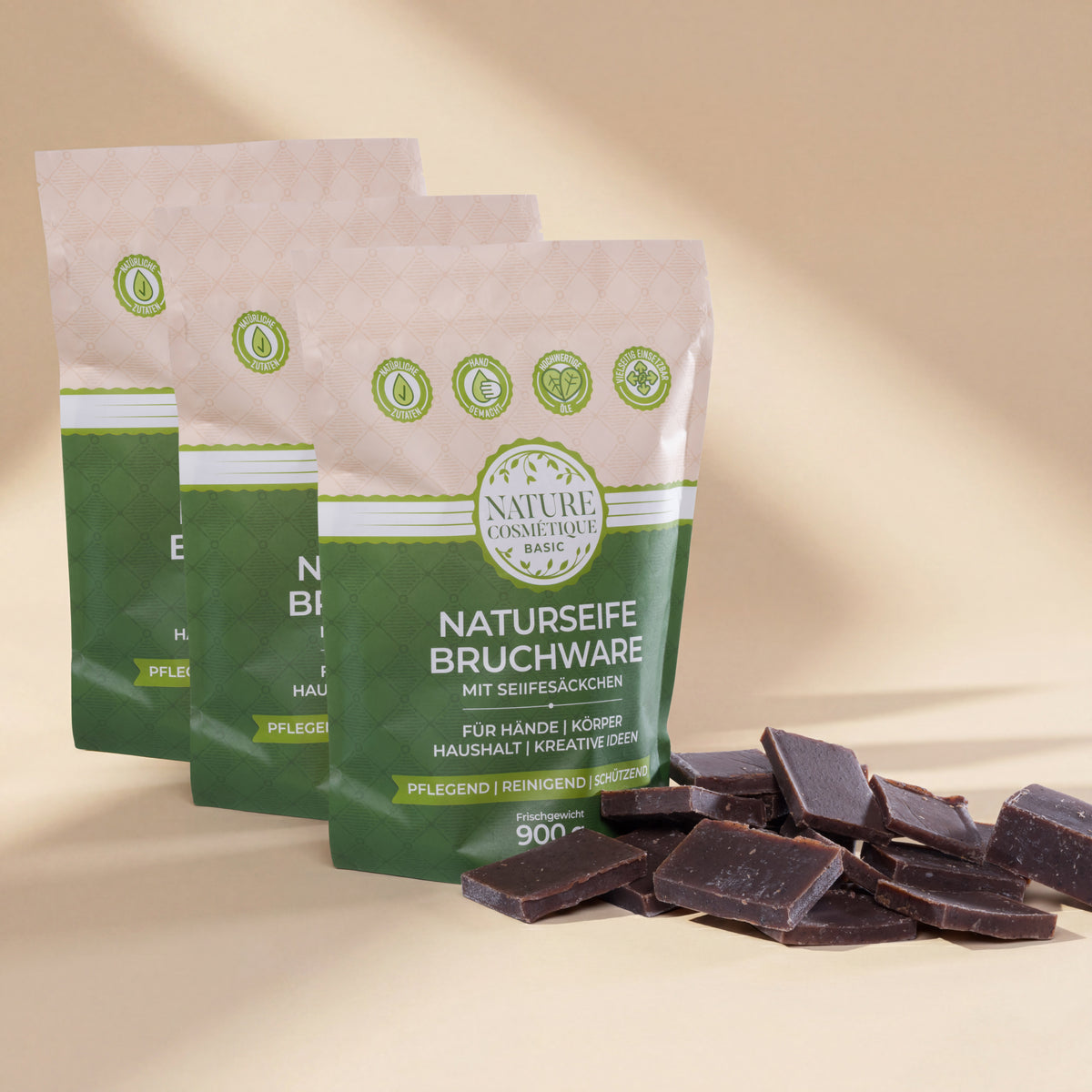 Nature Cosmétique BIO Bruchseife Kaffee 3er Set