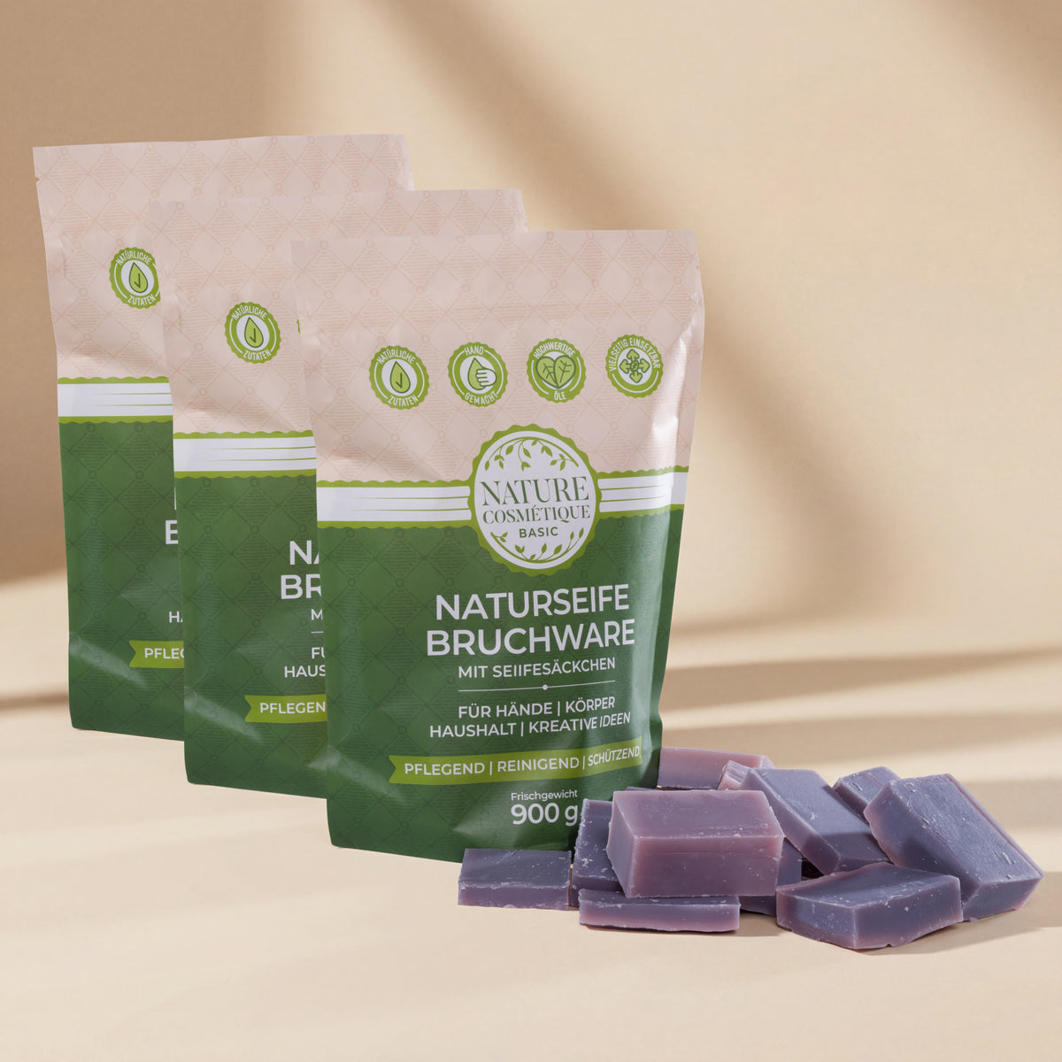 Nature Cosmétique BIO Bruchseife Lavandel 3er Set