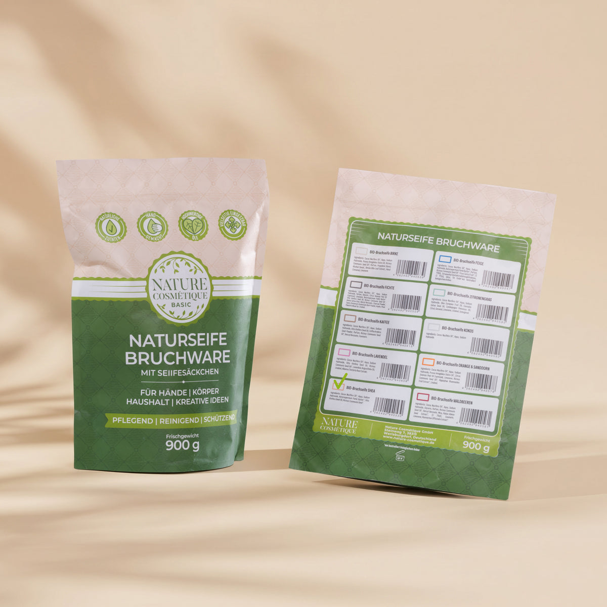 Nature Cosmétique BIO Bruchseife Shea Vorder- und Rückseite